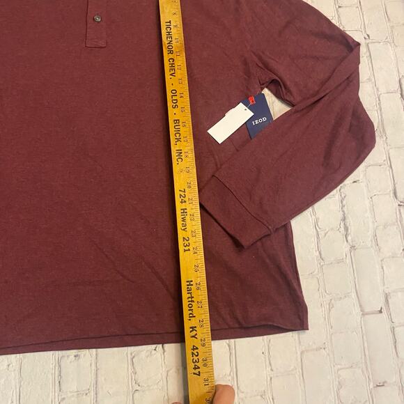 Izod men’s quarter button casual Minimalist plain long sleeve 2xl shirt cotton - Picture 3 of 7